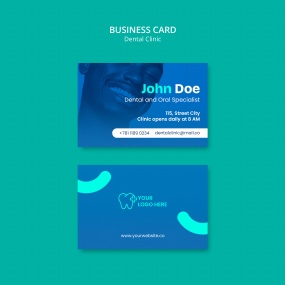 蓝色风格牙科诊所商务名片PSD